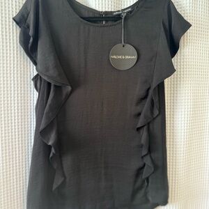 Harlowe & Graham Black Ruffle Blouse